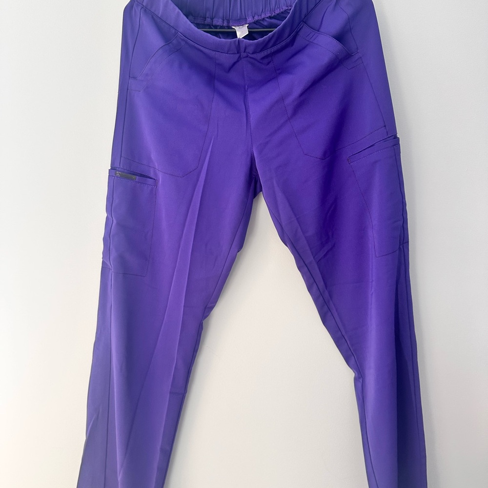 Purple scrub pants, straight leg